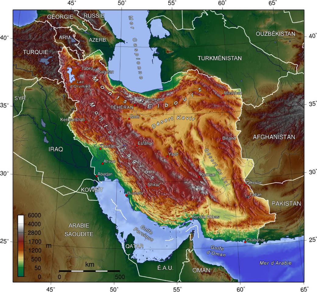 carte de l'Iran (relief)