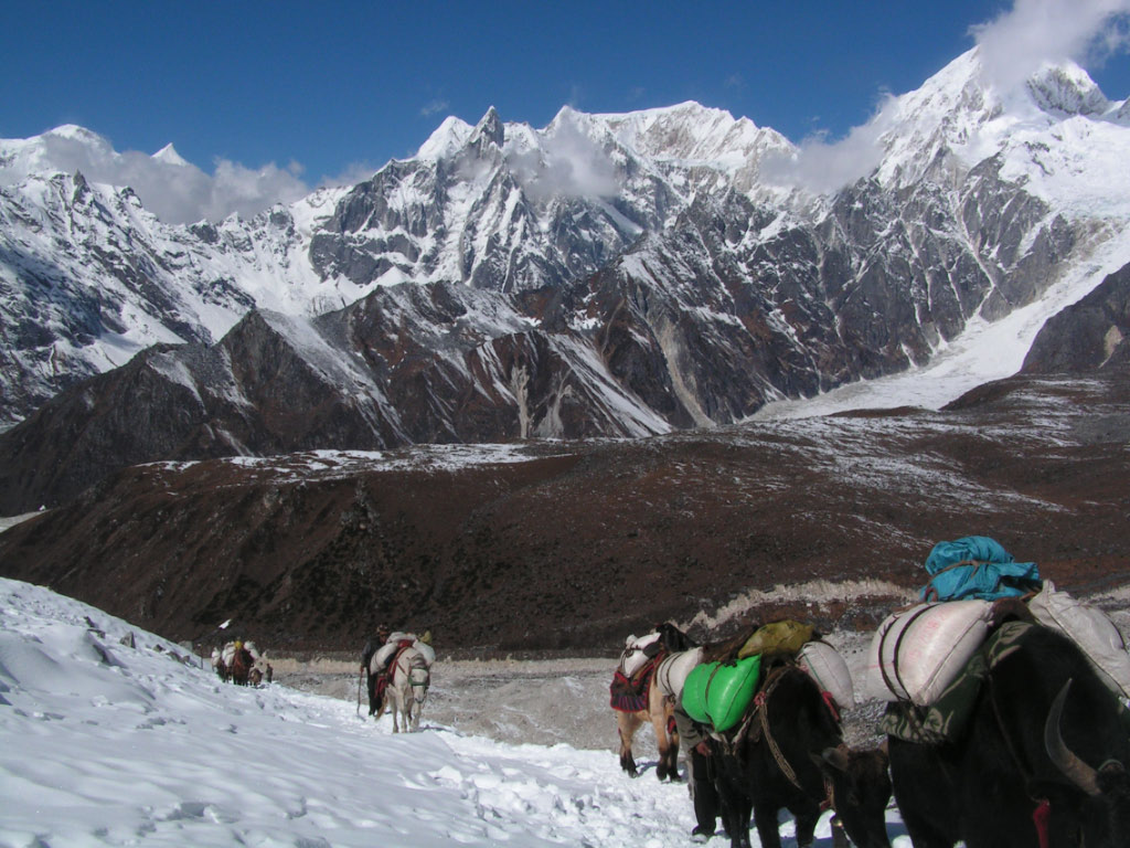 Tibétain du village de Samdo remontant le Larkia pass en provenance de Manang